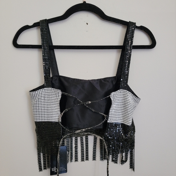 NWT Urban Behavior Collection Beaded Fringe Crop Top - Picture 2 of 5